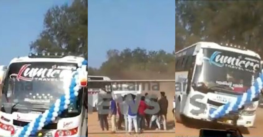 Bus drivers perform dangerous stunts at school premises in Kollam